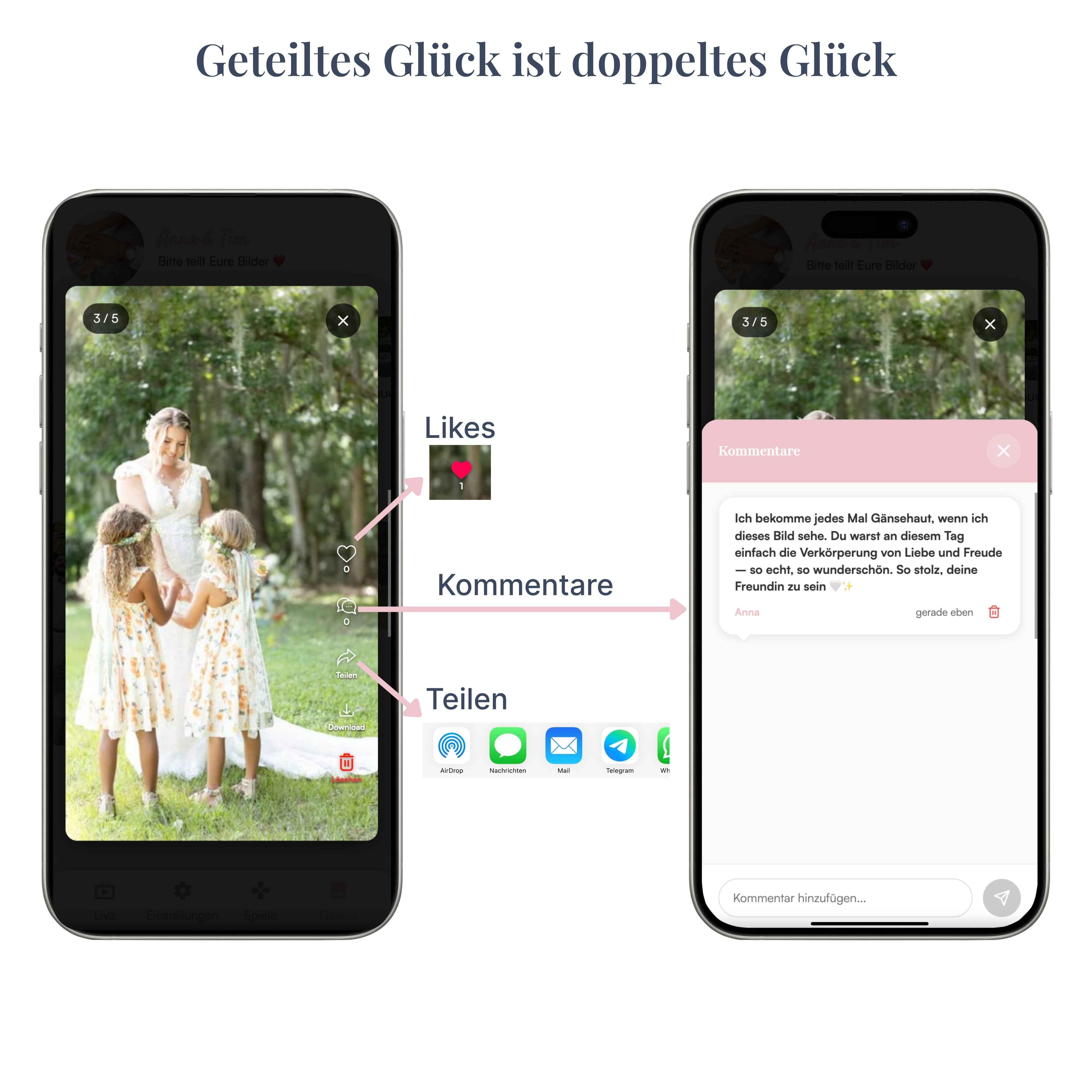 Hochzeits Foto & Video App inkl. QR-Code und Designkarten