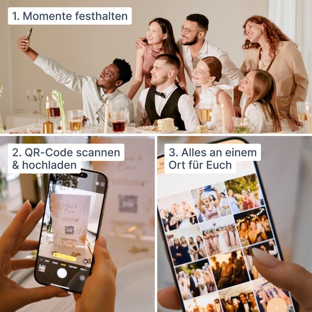 Hochzeits Foto & Video App inkl. QR-Code und Designkarten
