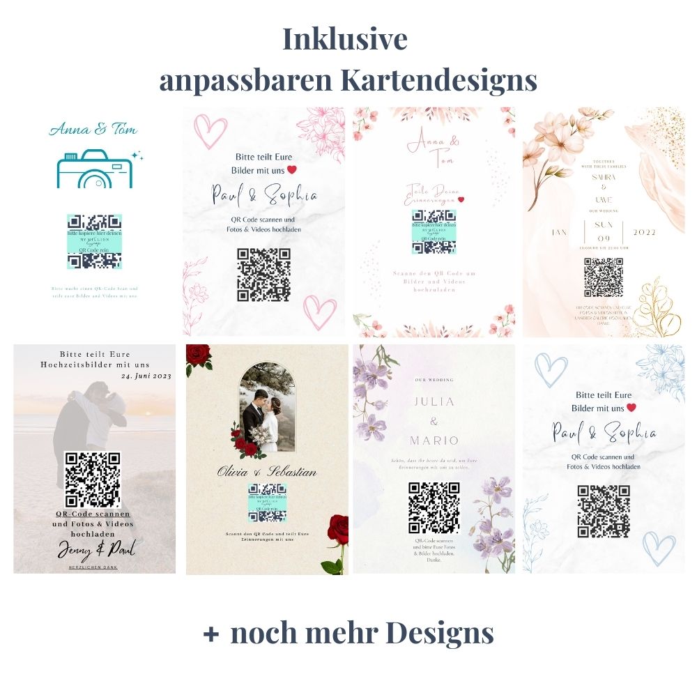 Hochzeits Foto & Video App inkl. QR-Code und Designkarten